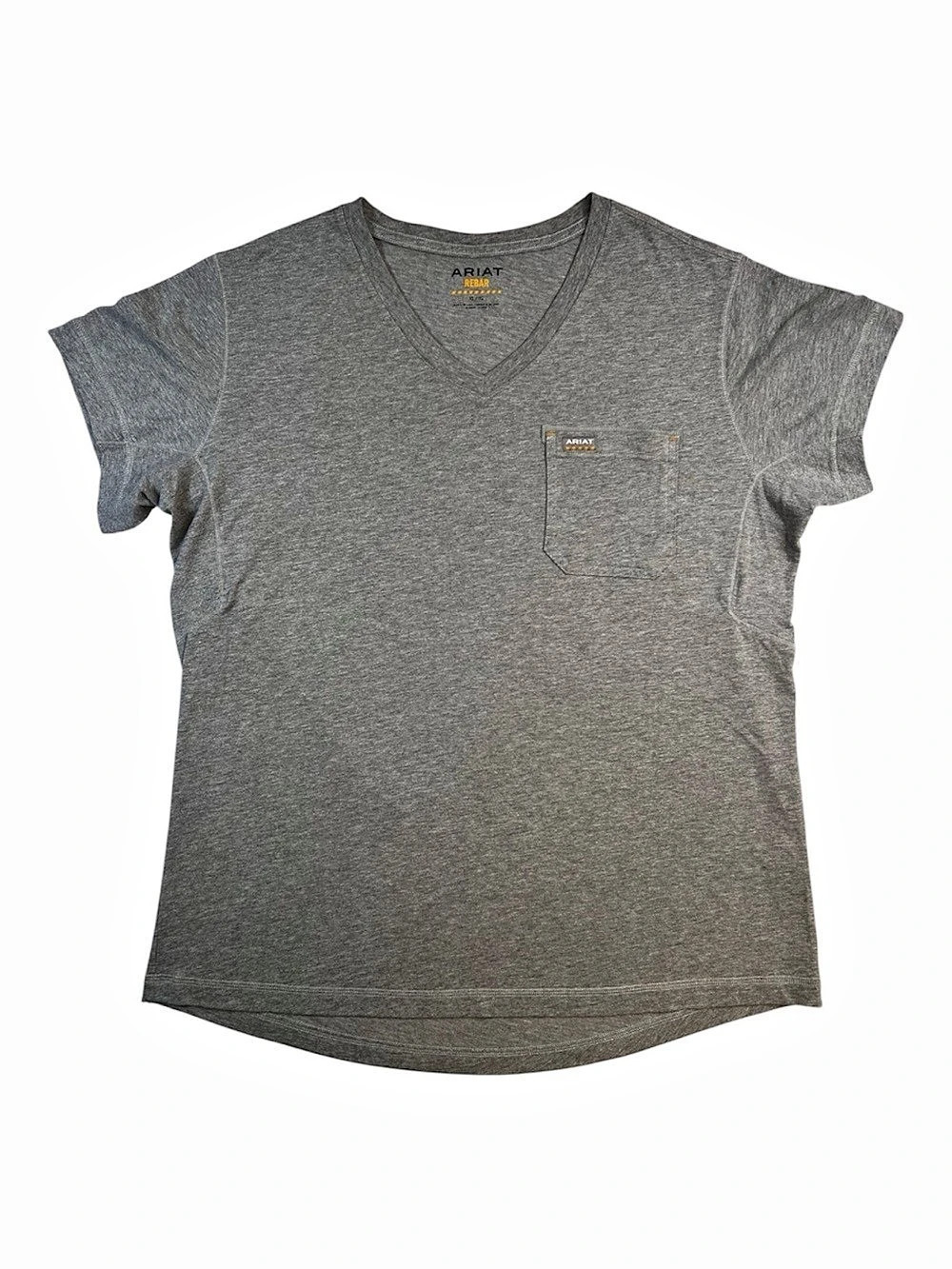 Ariat Rebar Workman womans XL Gray V Neck Pocket Tee Western Workwear T-Shirt